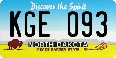 ND license plate KGE093