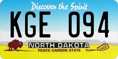 ND license plate KGE094
