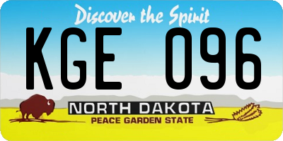 ND license plate KGE096