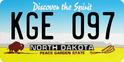 ND license plate KGE097
