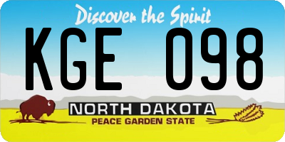 ND license plate KGE098