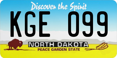 ND license plate KGE099