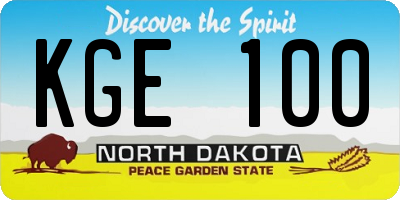 ND license plate KGE100