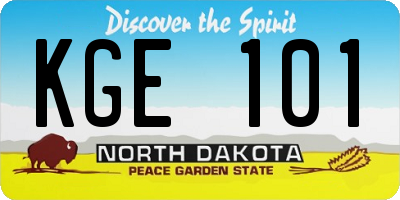 ND license plate KGE101