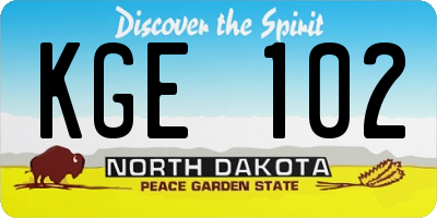 ND license plate KGE102