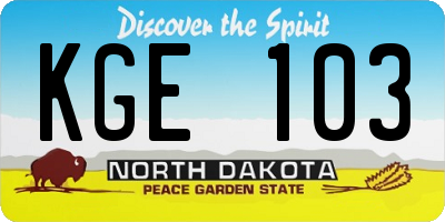 ND license plate KGE103