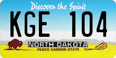 ND license plate KGE104