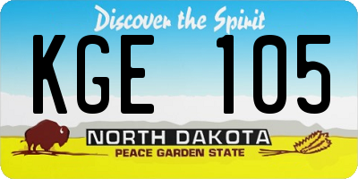 ND license plate KGE105