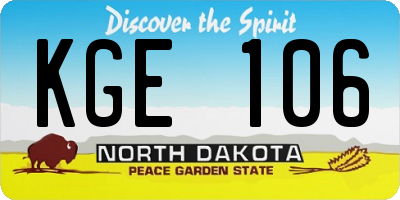 ND license plate KGE106