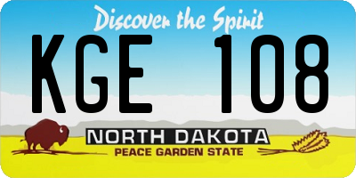 ND license plate KGE108