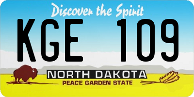 ND license plate KGE109