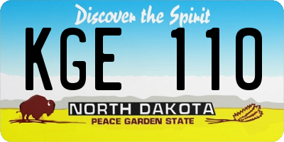 ND license plate KGE110