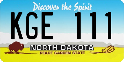 ND license plate KGE111