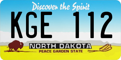 ND license plate KGE112