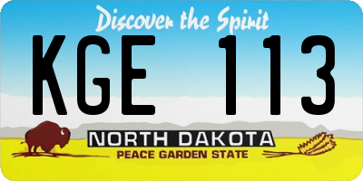 ND license plate KGE113