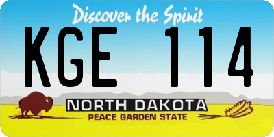 ND license plate KGE114