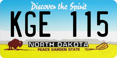 ND license plate KGE115