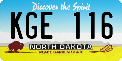 ND license plate KGE116