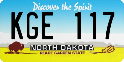 ND license plate KGE117