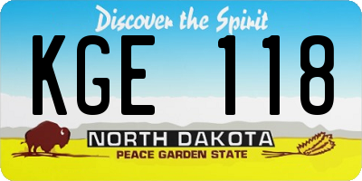 ND license plate KGE118