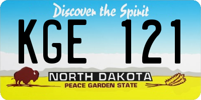 ND license plate KGE121