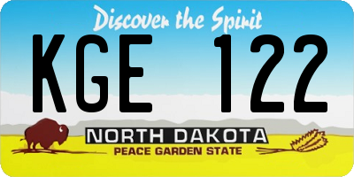 ND license plate KGE122