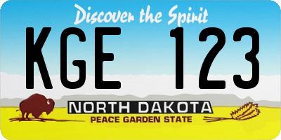 ND license plate KGE123