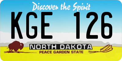 ND license plate KGE126