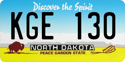 ND license plate KGE130