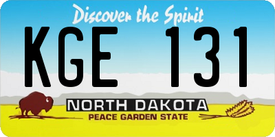 ND license plate KGE131