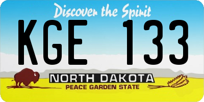 ND license plate KGE133
