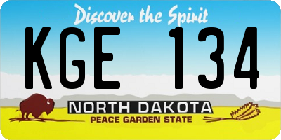 ND license plate KGE134