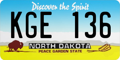 ND license plate KGE136