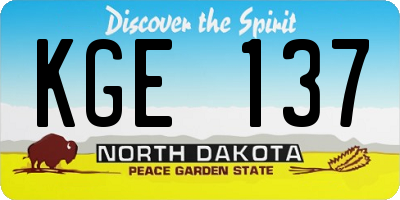 ND license plate KGE137