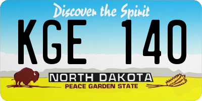 ND license plate KGE140