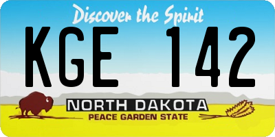 ND license plate KGE142