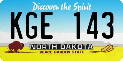 ND license plate KGE143