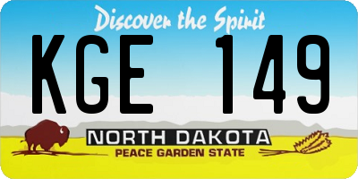 ND license plate KGE149