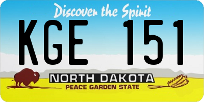 ND license plate KGE151