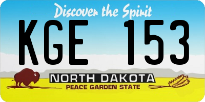 ND license plate KGE153