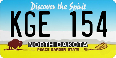 ND license plate KGE154