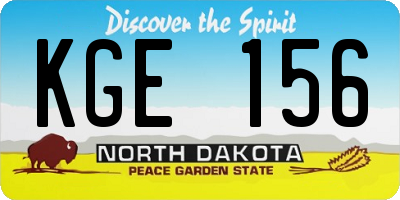 ND license plate KGE156