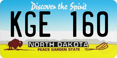 ND license plate KGE160