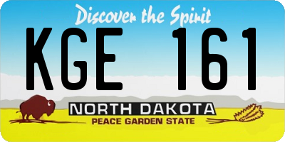 ND license plate KGE161