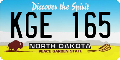 ND license plate KGE165