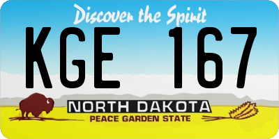 ND license plate KGE167