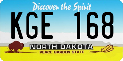 ND license plate KGE168