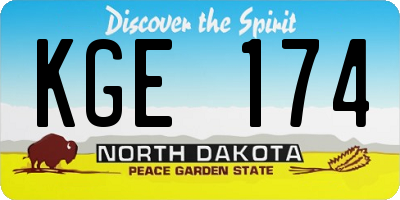 ND license plate KGE174