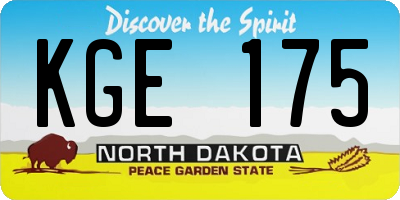 ND license plate KGE175