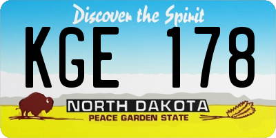 ND license plate KGE178